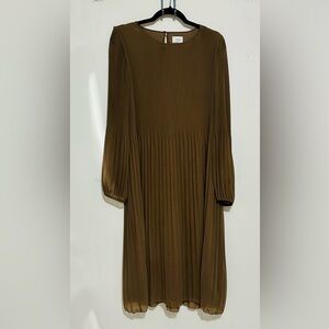 Wilfred Daydreamer Midi Long Sleeve Taupe Maitake Dress